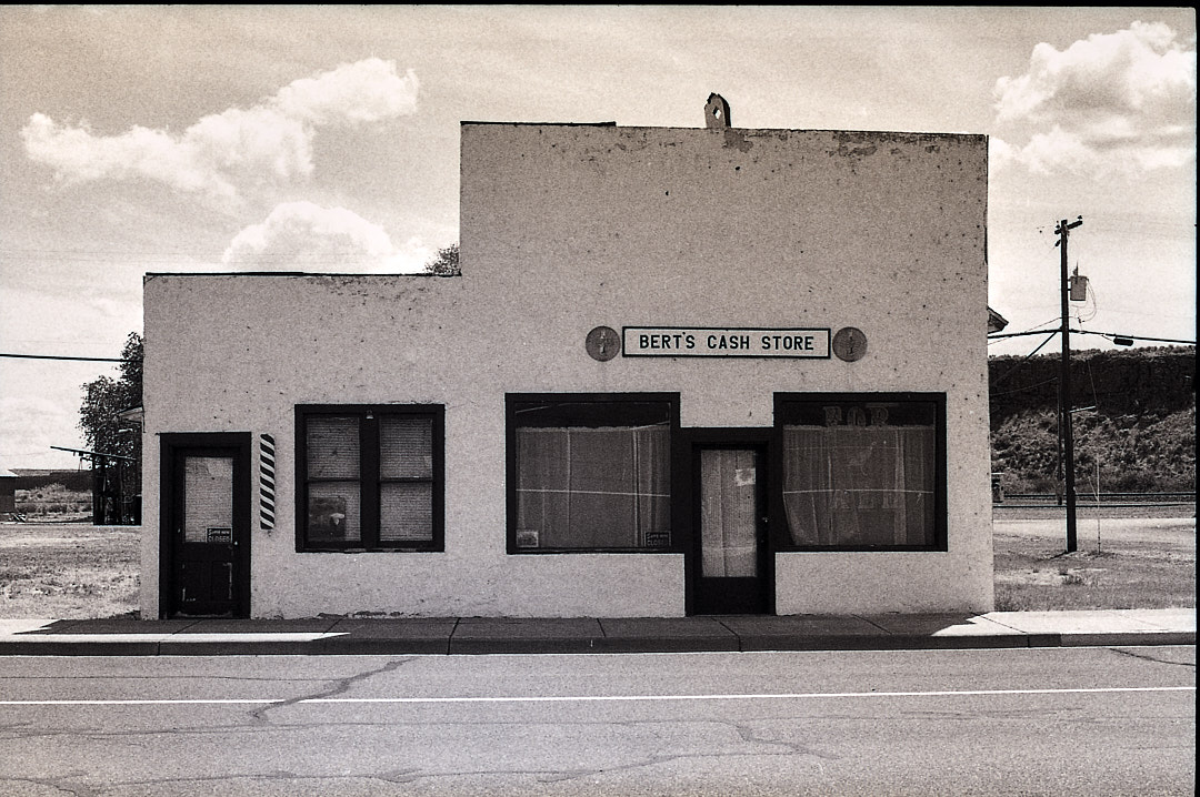 Bert's Cash Store beside an empty road